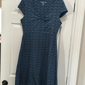 Toad&Co Navy Striped Midi Dress
